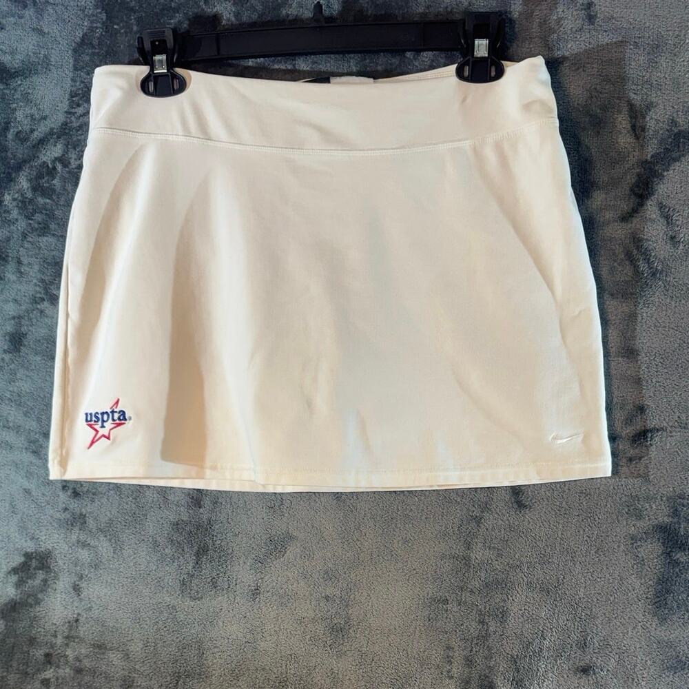 Nike Dri-Fit USPTA Women’s White Tennis Skort Skirt Size L 12-14 Athletic Coach
